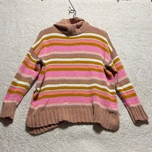 Aerie Multicolor Striped Turtleneck Sweater